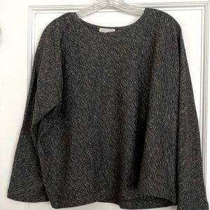 EILEEN FISHER boxy charcoal heather boatneck top Size L